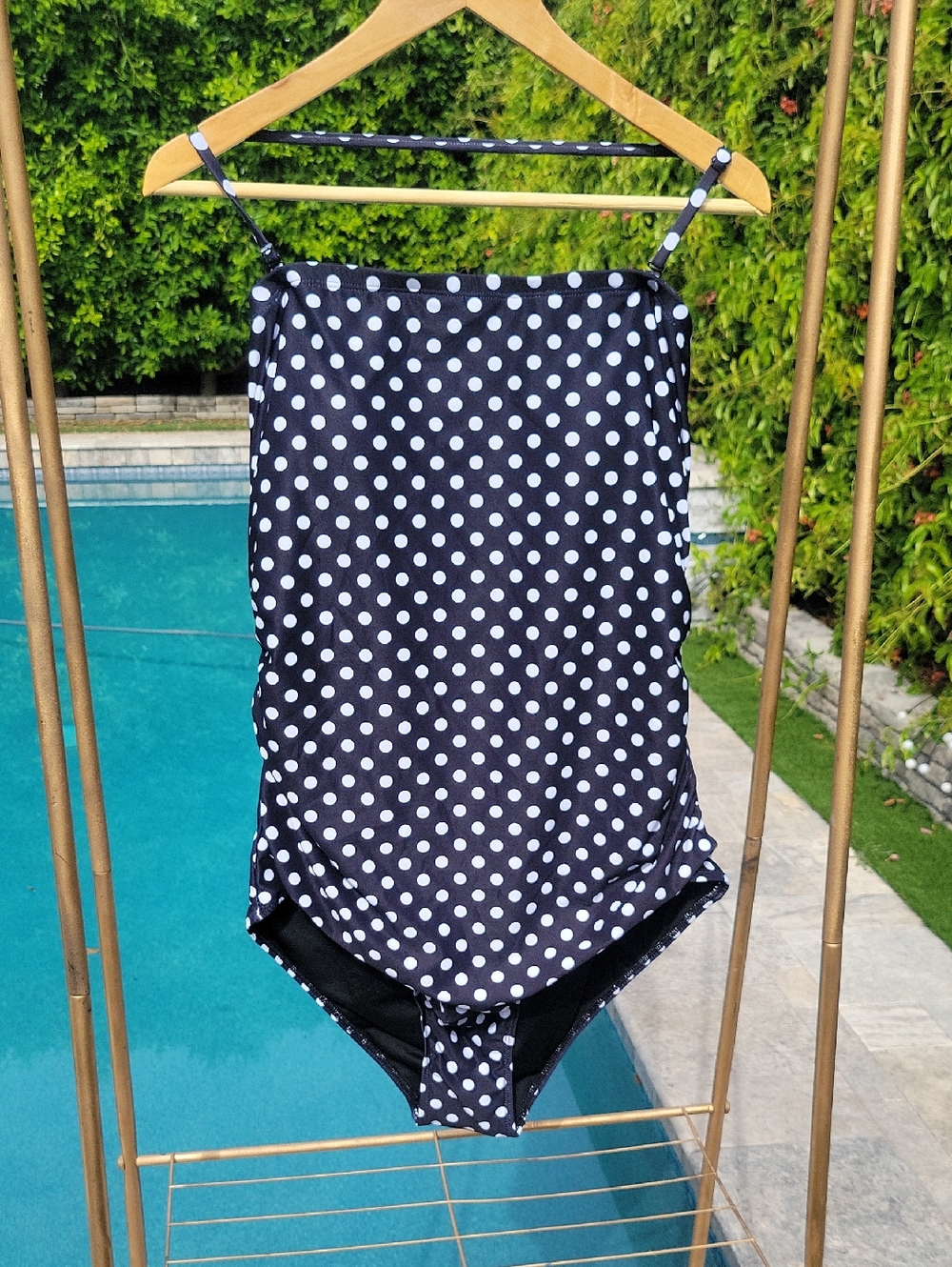 HOLIPICK Black Polka Dot One-Piece Swimsuit 18W